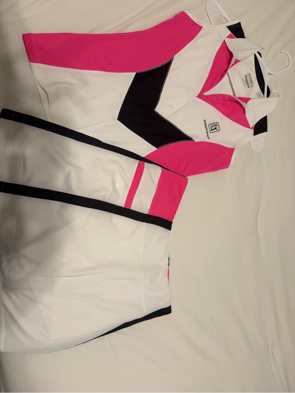 Adidas Women’s White, Pink & Black Sleeveless Golf Tank & matching skort
